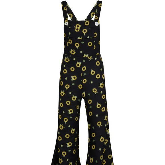Sleeper Pants - Sleeper Baccara Linen Sunflower Flare Leg Jumpsuit